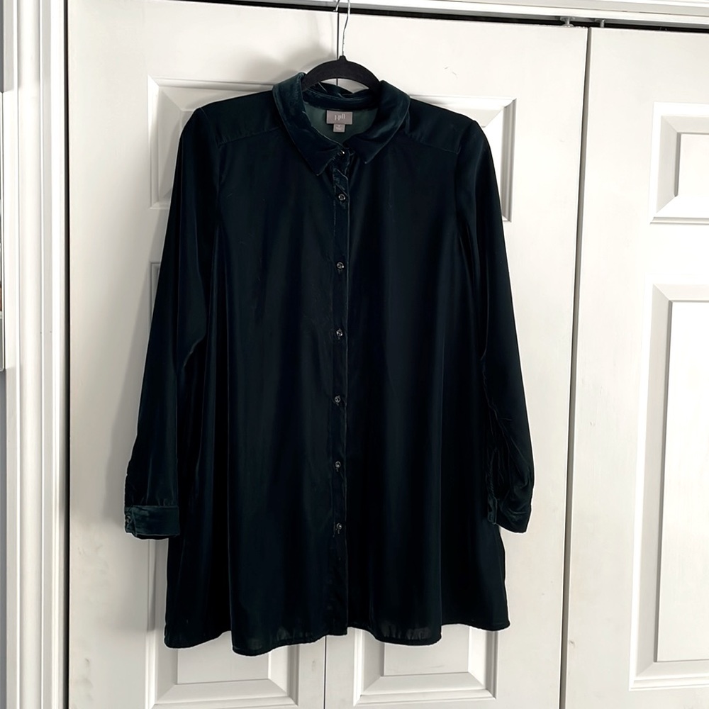 Forest green velvet tunic top.